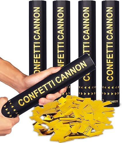 HICONFETTI 4 Pack Gold Confetti Cannons for Indoor/Outdoor Celebration, New Years, Birthday, Surp... | Amazon (US)