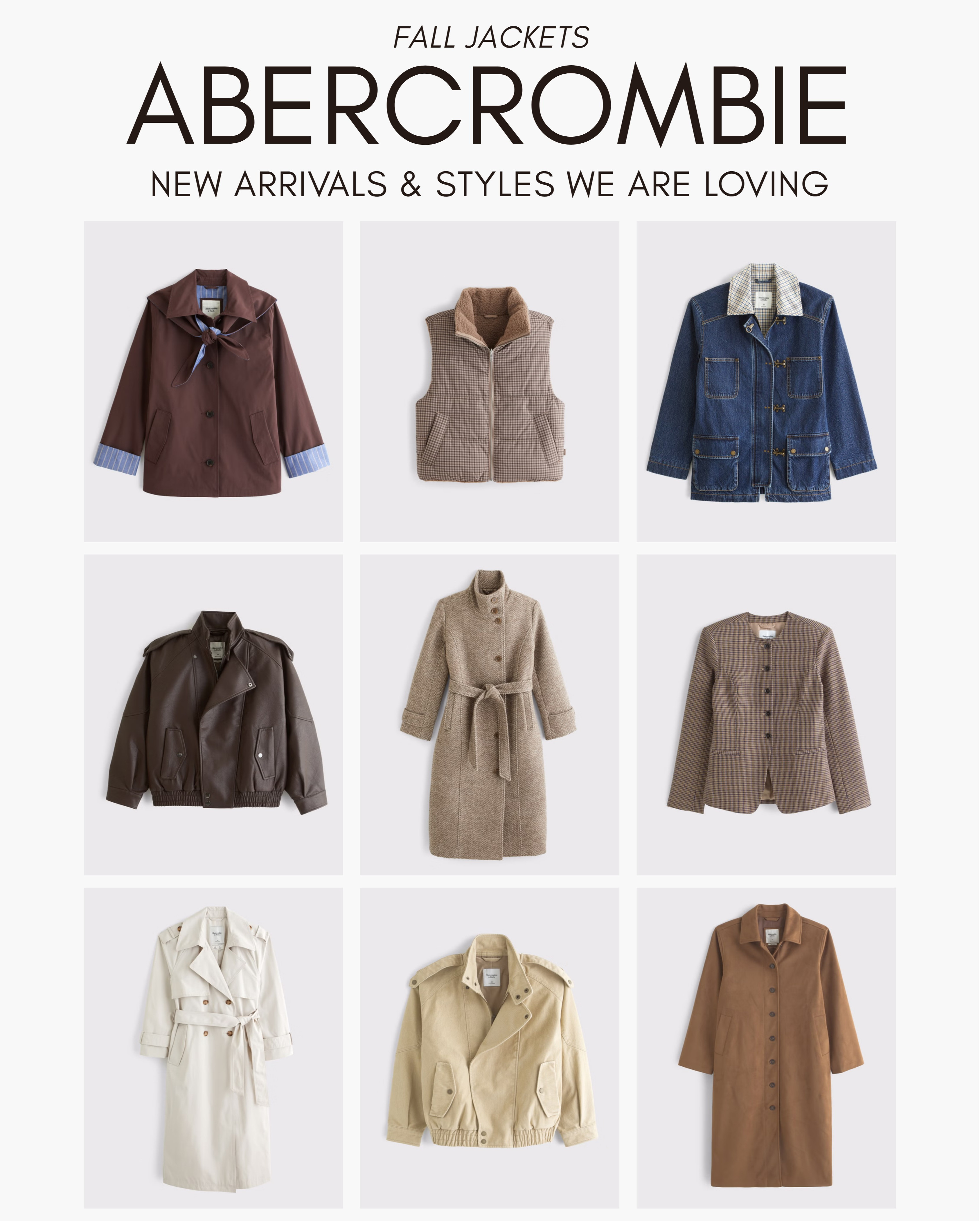 [9/24/26] Abercrombie fall jackets 🍂

fall jackets, fall outerwear, fall fashion, transitional layers, leather jacket, trench coat, denim jacket, plaid jacket, neutral style, capsule wardrobe

#LTKgrwm #LTKootd #LTKSeasonal