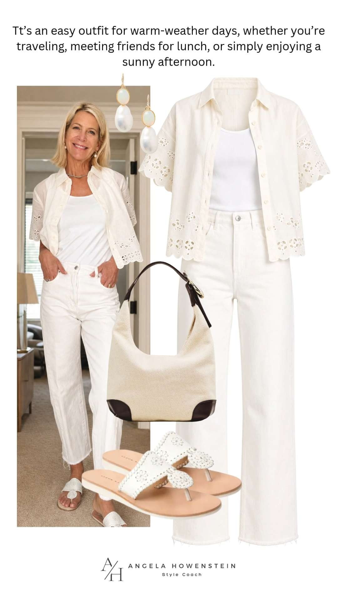 This all-white outfit feels fresh, effortless, and perfect for summer. The eyelet shirt adds beautiful texture while the white denim keeps the look polished for vacations, brunch, errands, and everyday wear.

💡 LTK MADE EASY

❤️ Heart = Support my posts
🔖 Save = Get sale & restock alerts
📋 Lists = Keep favorites organized
📲 Share = Send to yourself for later
💬 Comment = Ask me anything 

 #LTKSeasonal #LTKOver40