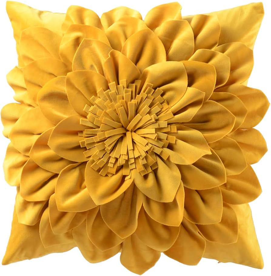 OiseauVoler Decorative 3D Flower Throw Pillow Covers Soft Velvet Handmade Pillowcases Cushion Cov... | Amazon (US)