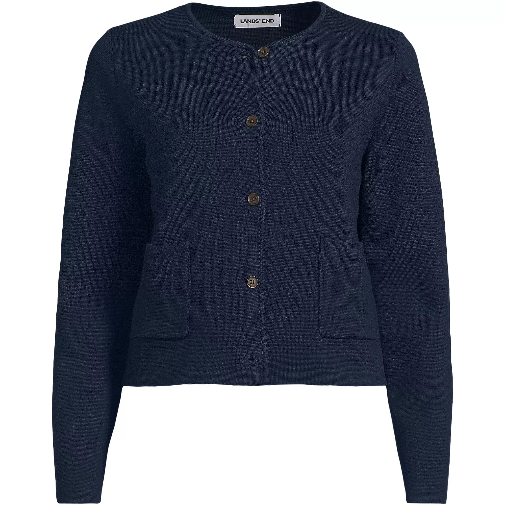 Women's Petite Fine Gauge Cotton Milano Blazer Sweater | Lands' End (US)