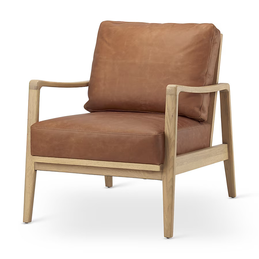 Mercana Scandinavian Tan Leather Accent Chair | Lowe's