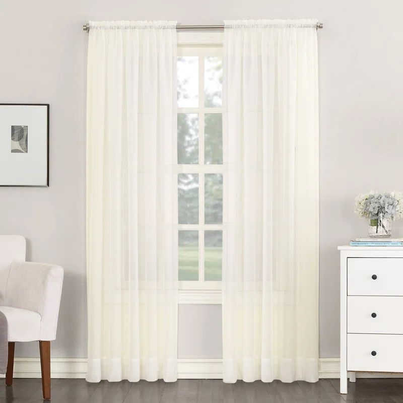Wayfair Basics® Sheer Voile Rod Pocket Curtain Panel | Wayfair North America