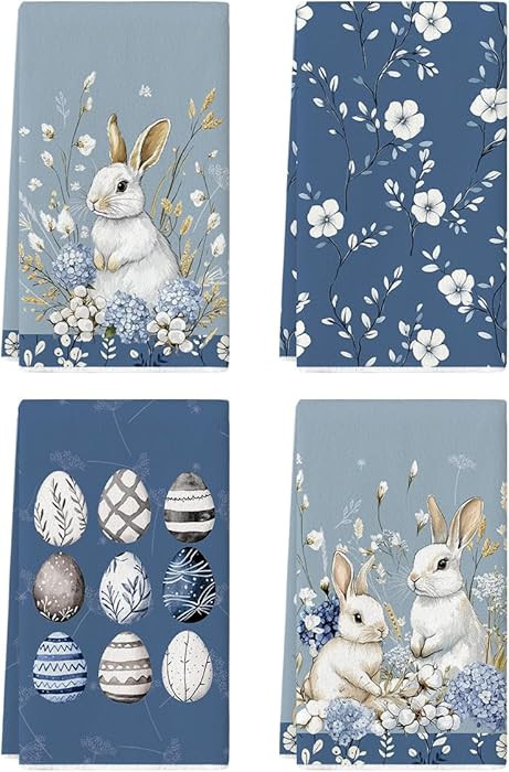 Artoid Mode Bunny Hydrangea Eggs Easter Kitchen Towels Dish Towels, 18x26 Inch Spring Farmhouse W... | Amazon (US)