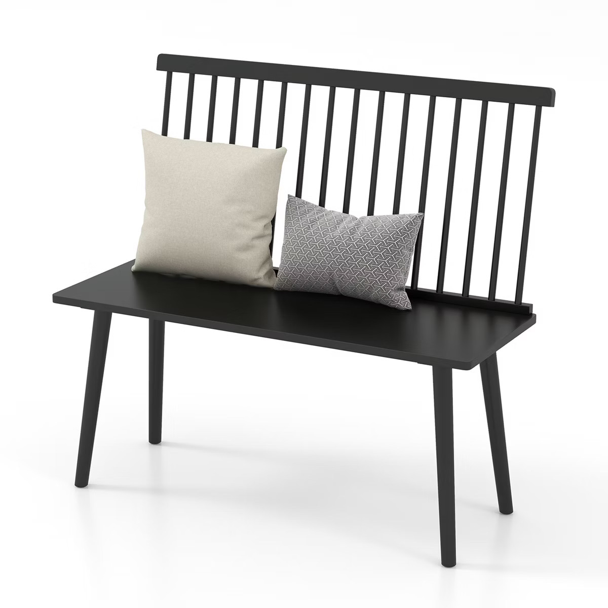 Costway Entryway Bench for 2 Windsor Rubber Wood Dining Bench with Spindle Back Black | Target