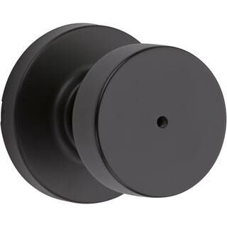 Kwikset Pismo Round Matte Black Bed/Bath Door Knob Featuring Microban Antimicrobial Technology wi... | The Home Depot