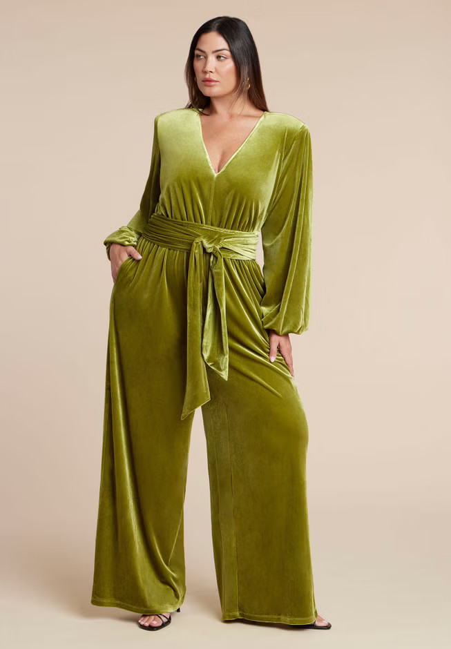 Velvet Wide Leg Jumpsuit | Eloquii