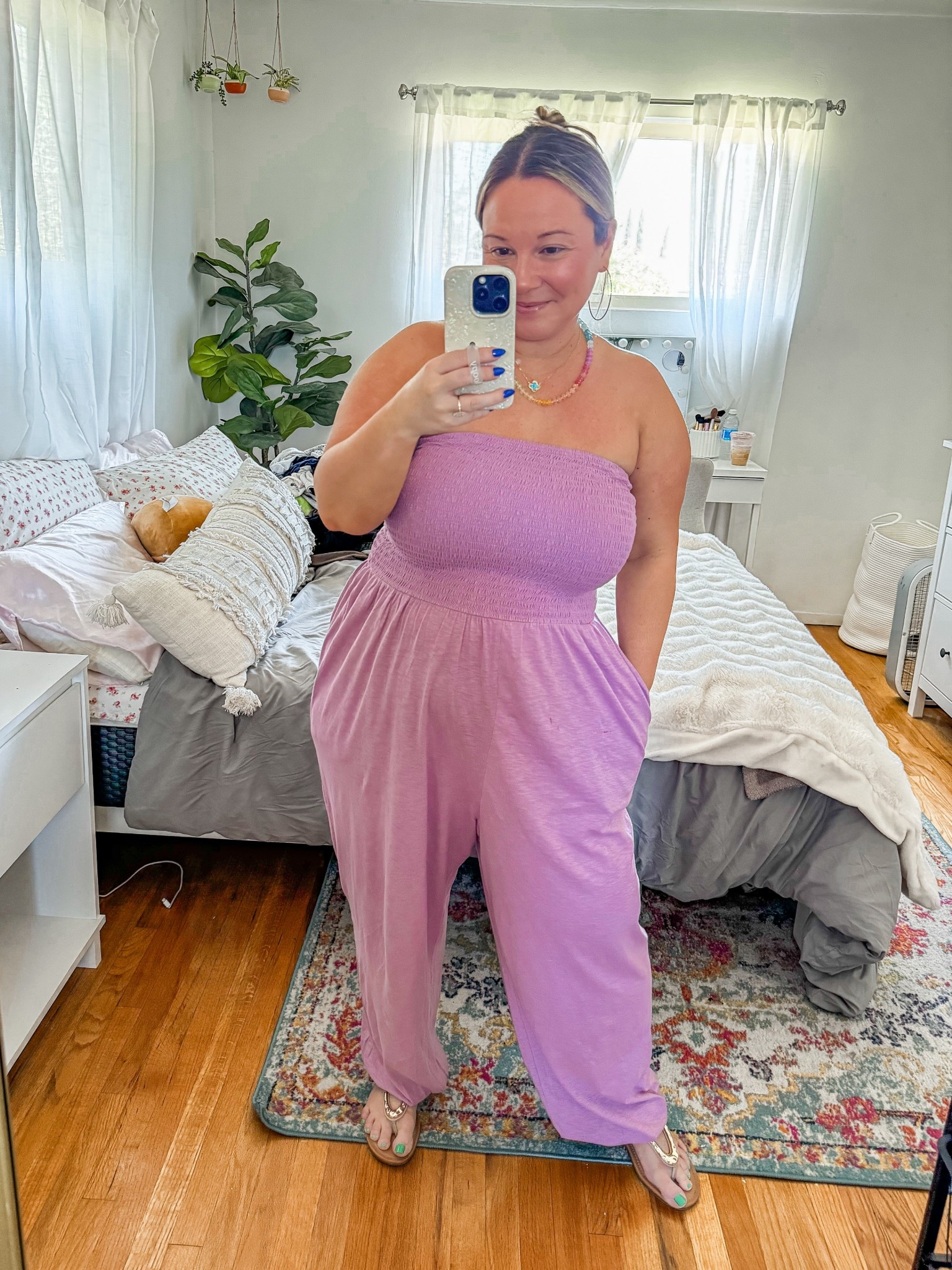 Midsize spring outfit AE jumpsuit size LARGE ( I might have been able to do a size medium it runs slightly oversized) 

Spring style, spring break style, travel style, vacation outfit, resort wear, casual style, jumpsuit, petite style 

#LTKSeasonal #LTKMidsize #LTKPetite