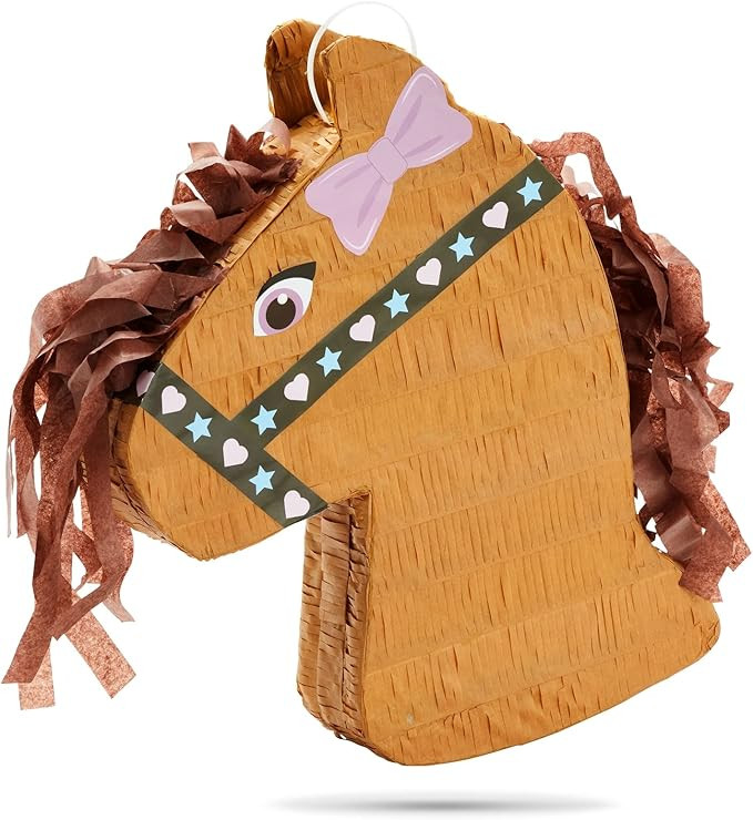 BLUE PANDA Pony Design Pinata for Horse Themed Cowgirl Birthday Party Supplies, Small (12x16x3 in... | Amazon (US)