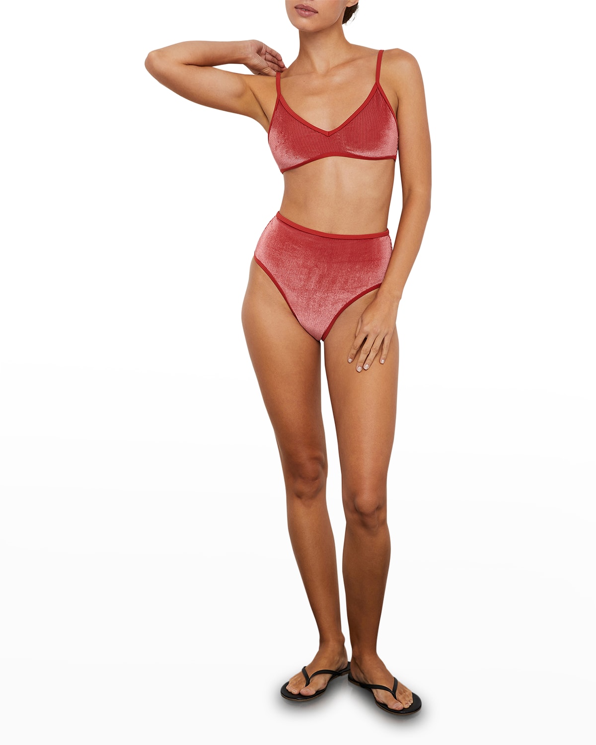 Ava Ribbed Velvet Bikini Top | Neiman Marcus