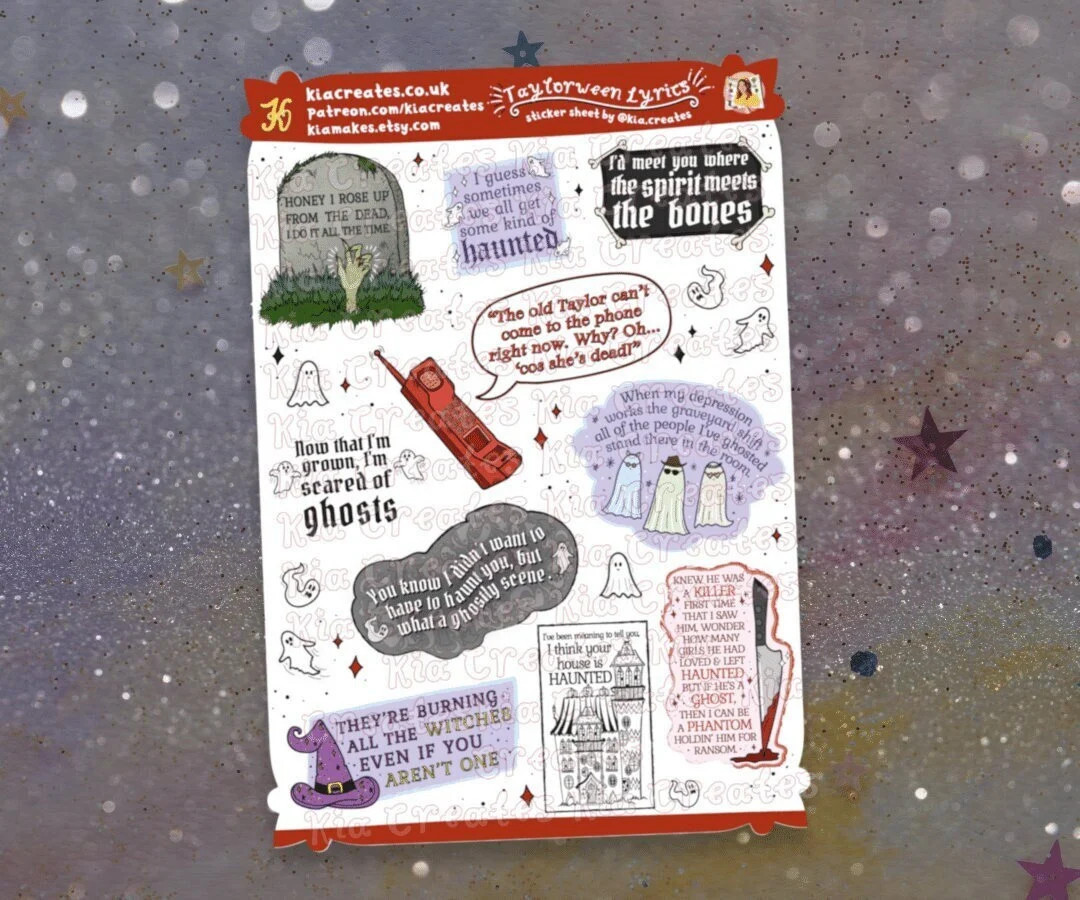 Swiftoween Sticker Sheet Taylorween Stickers Stickers for Spooky Swifties Taylor Swiftie Hallowee... | Etsy (US)