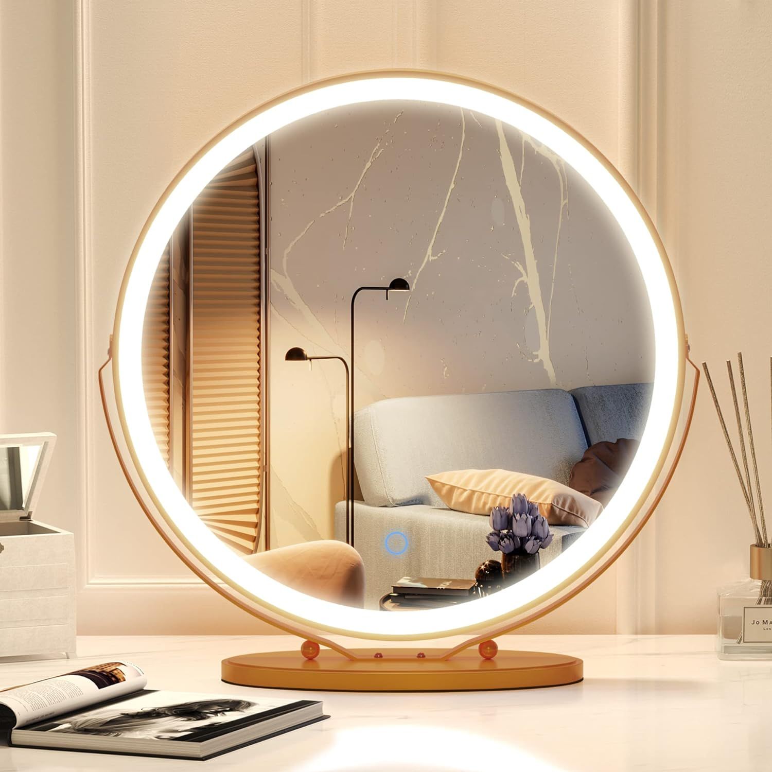 Amazon.com - Vlsrka 20 inch Makeup Mirror Vanity Mirror with Lights, 3 Color Lighting Modes, Touc... | Amazon (US)