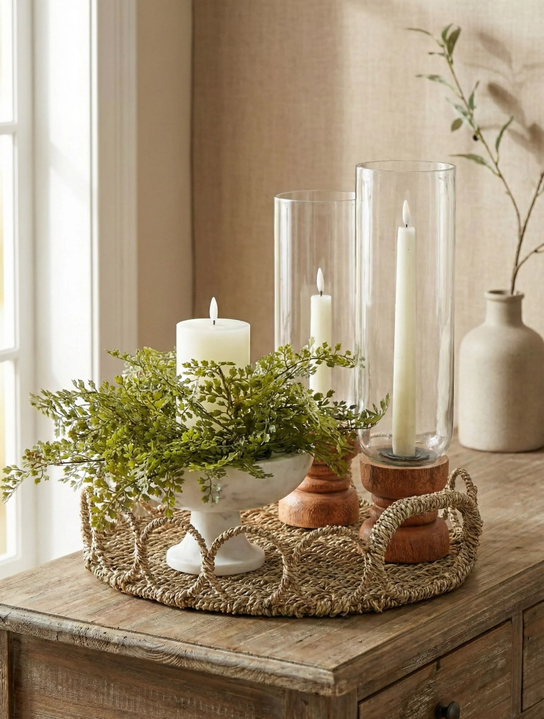 Emery Wood & Glass Taper Holder | MJHome