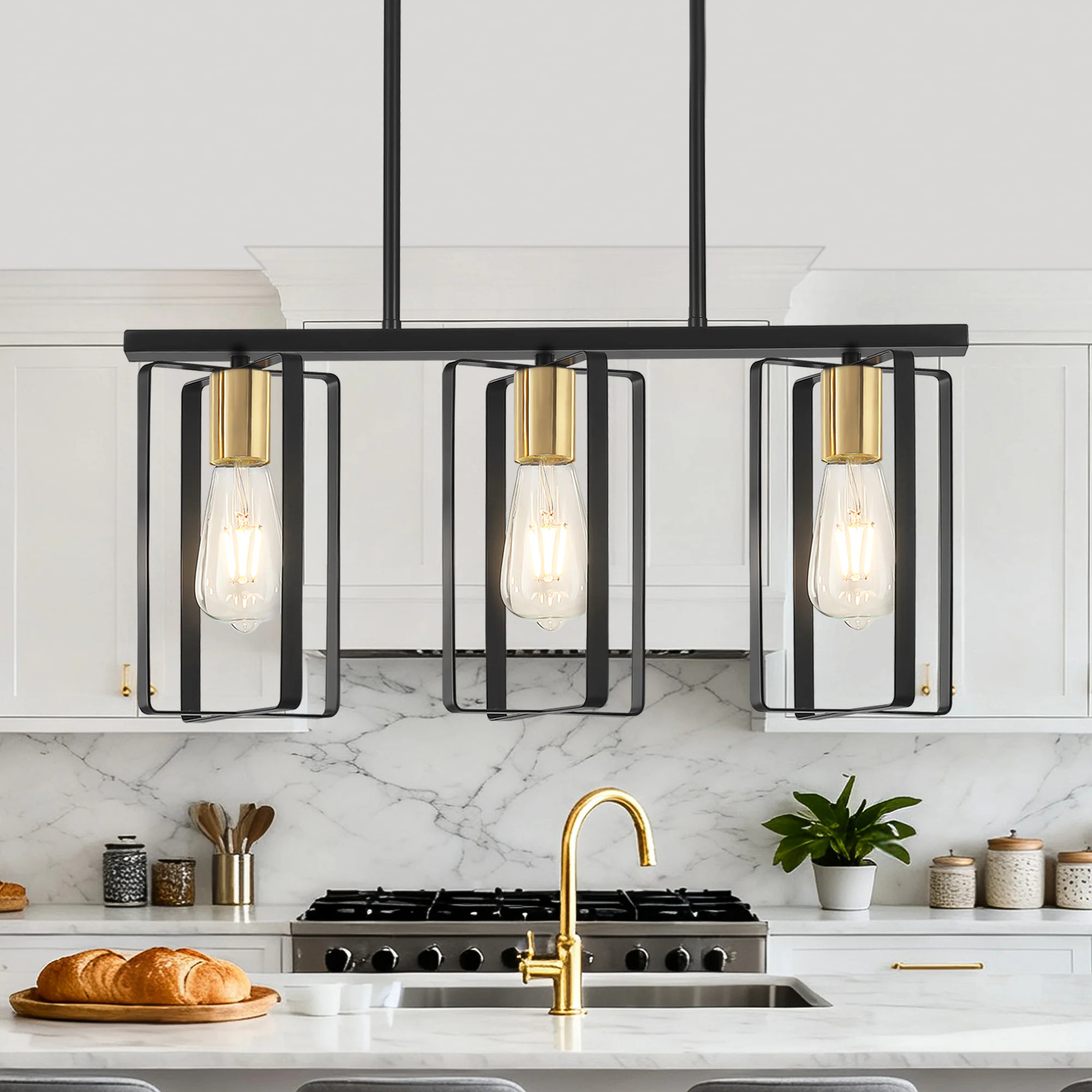 ZSMIHDOH 3 -Light Black Modern/contemporary Metal Geometric Hanging Pendant Light one_size | BN1067 | Lowe's