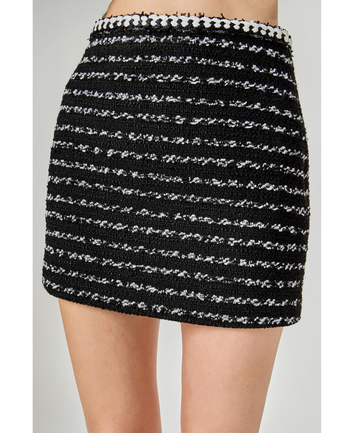 endless rose Women's Striped Tweed Skirt - Black | Macy's