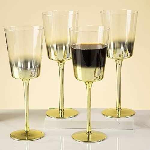 MyGift Modern Red Wine Glasses Set of 4, Elegant Brass Plated Smokey Gradient Design Holiday Wine Gl | Amazon (US)