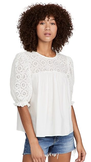 Eyelet Mix Media Top | Shopbop