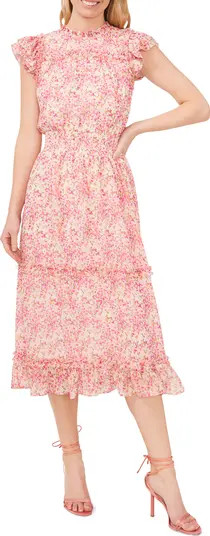 CeCe Floral Ruffle Midi Dress | Nordstrom | Nordstrom