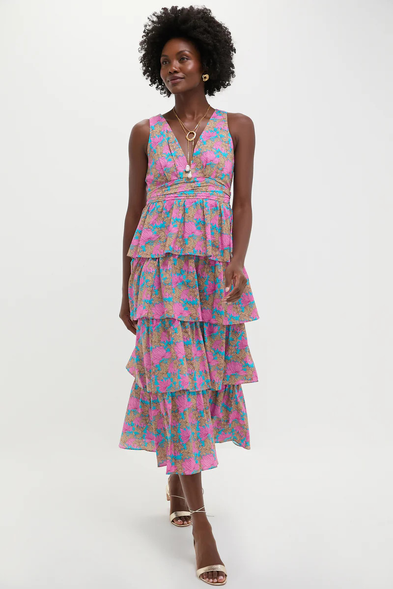 Brilliant Pink Floral Bonnie Midi Dress | Tuckernuck (US)