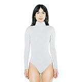 American Apparel Women's Cotton Spandex Long Sleeve Turtleneck Bodysuit, Heather Grey, Small | Amazon (US)