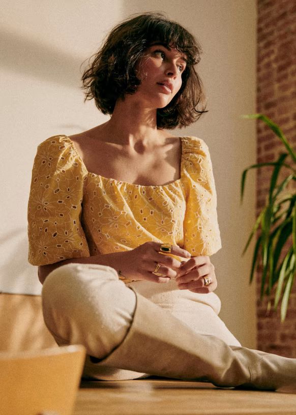 Lois Blouse - Jaune Ecru - Organic Cotton - Sézane | Sezane Paris