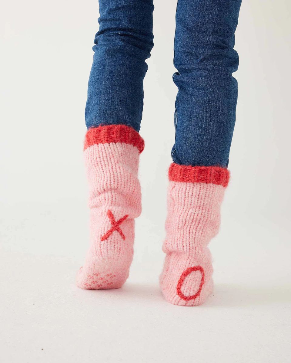 Sailor Love XO Slipper Socks - Bliss Pink / Tart Red | MERSEA