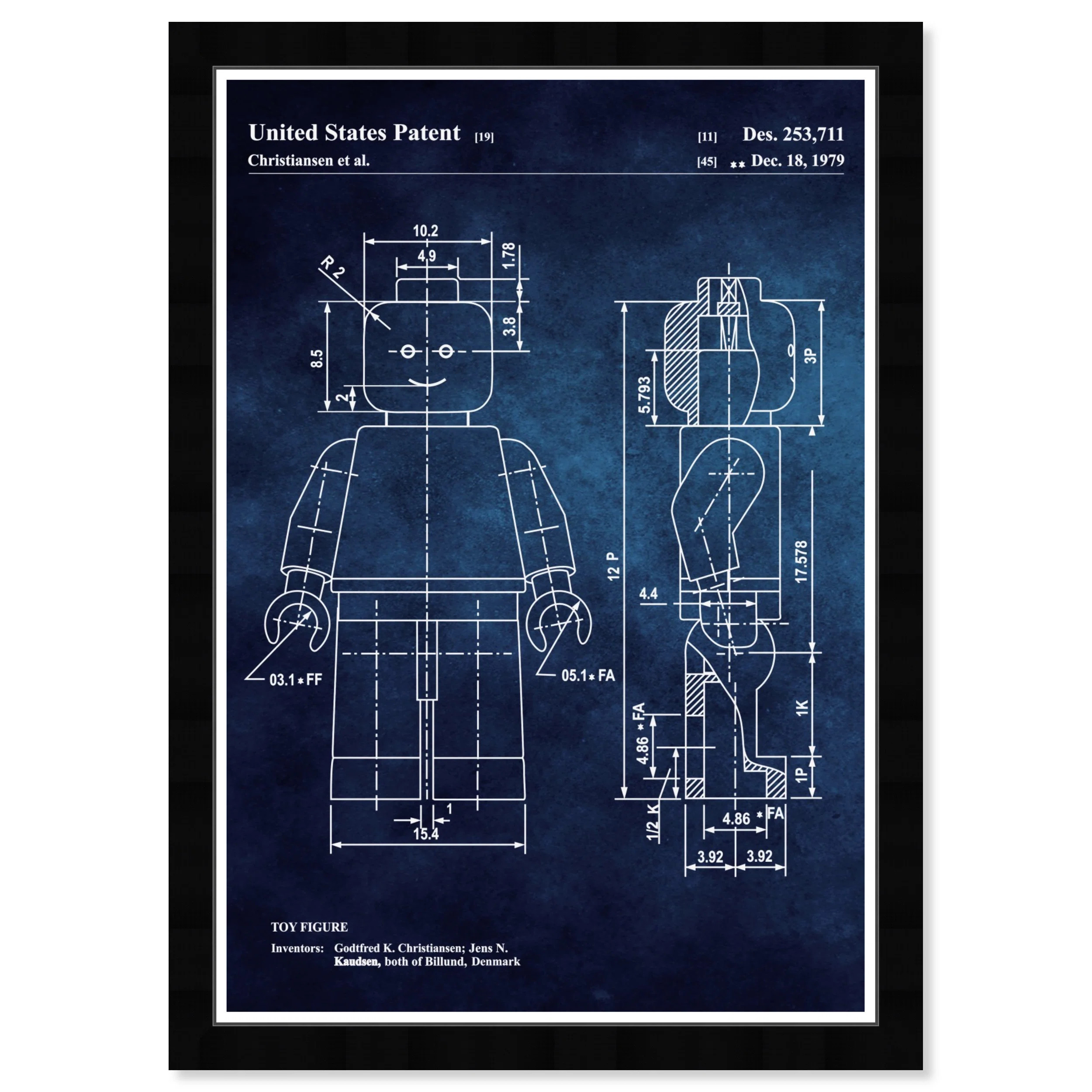 Mason & Marbles 'Lego Toy Figure 1979 Blue Chalkboard Toys' - Picture Frame Graphic Art Print on ... | Wayfair North America