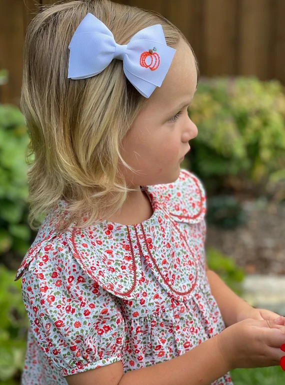 Pumpkin the Lottie Bow Hand-embroidered Bow - Etsy | Etsy (US)