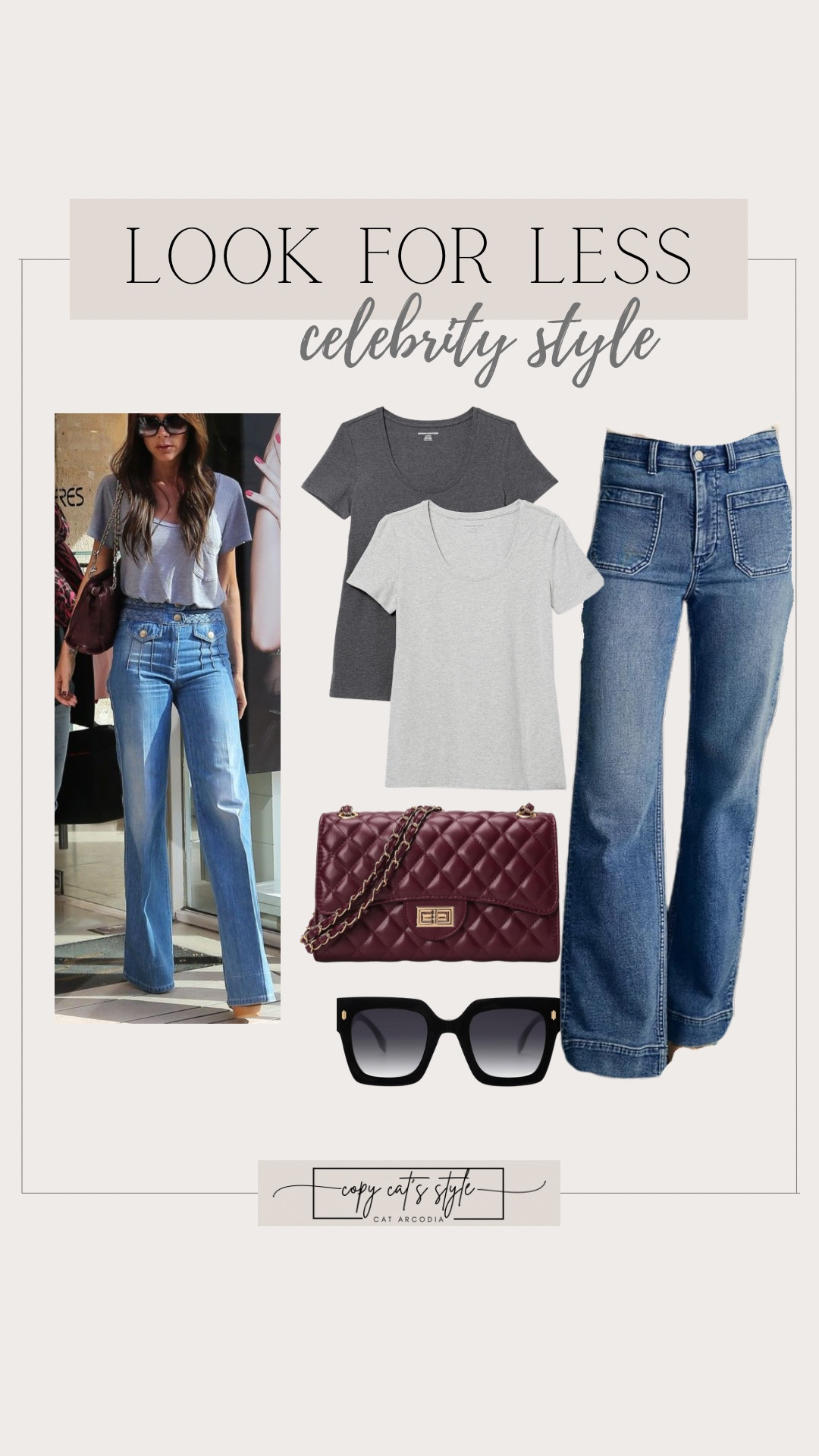 Look for less on celebrity style!  Amazon look for less finds. Amazon jeans, Amazon bags, Amazon essential classic fit t-shirts. 

#LTKStyleTip #LTKFindsUnder50