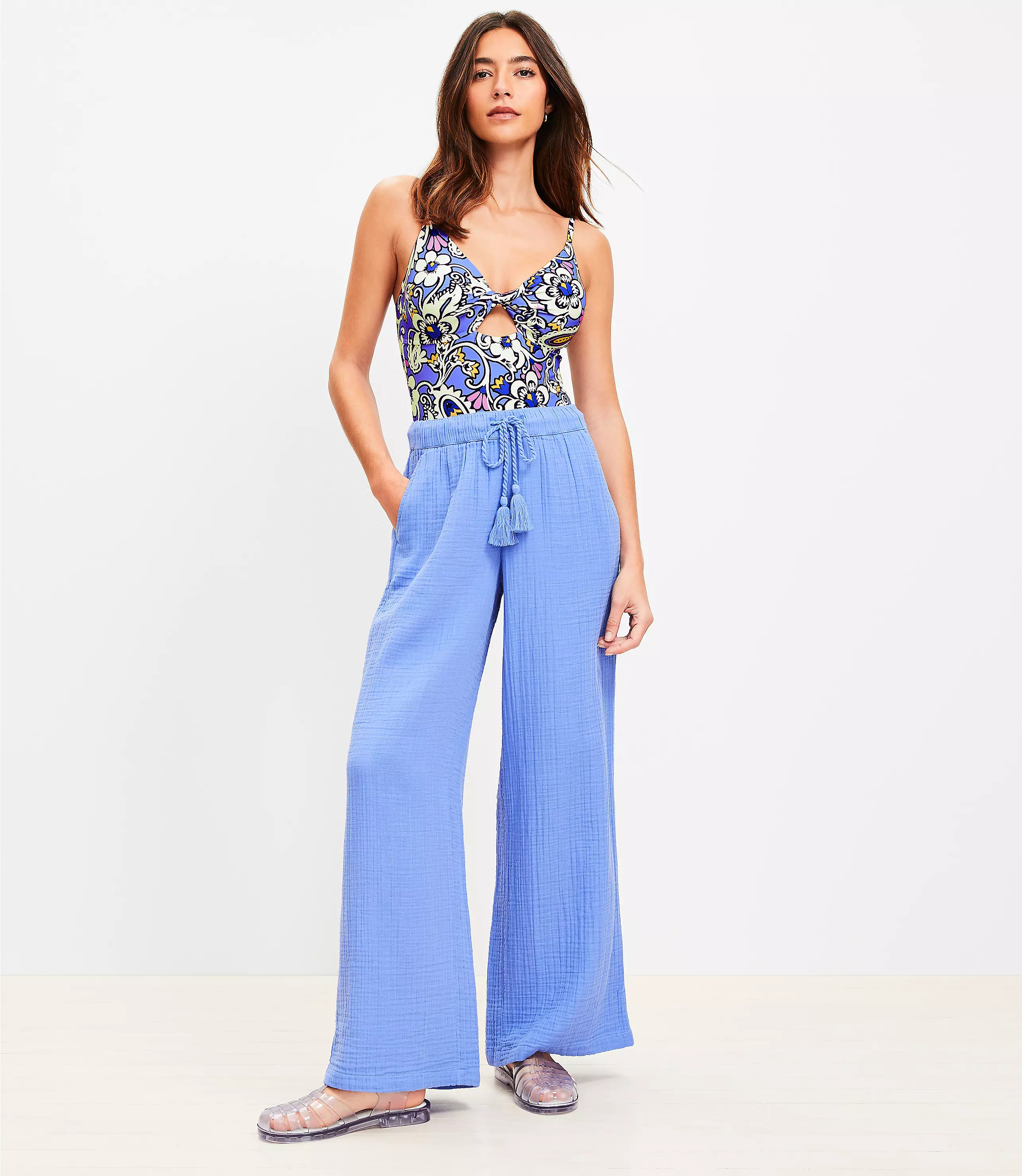 LOFT Beach Triple Cloth Wide Leg Pants | LOFT