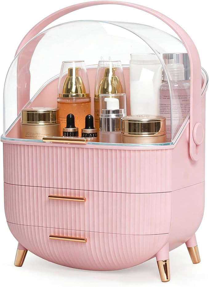 Makeup Organizer with Drawers & Lid - Portable Large Cosmetic Storage Case for Vanity Countertop,... | Amazon (US)