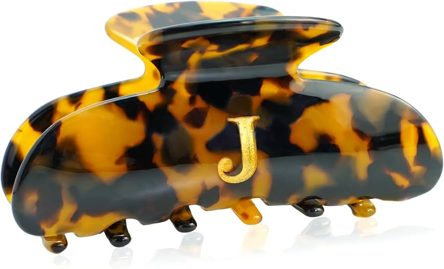 Initial Cute Hair Clips - Tortoise Shell Letter Elegant Hair Claw Clips, Fashion Glitter Claw Cli... | Amazon (US)