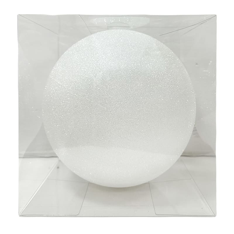 1-Count Large White Glittered Shatterproof Ornament, 8" | At Home