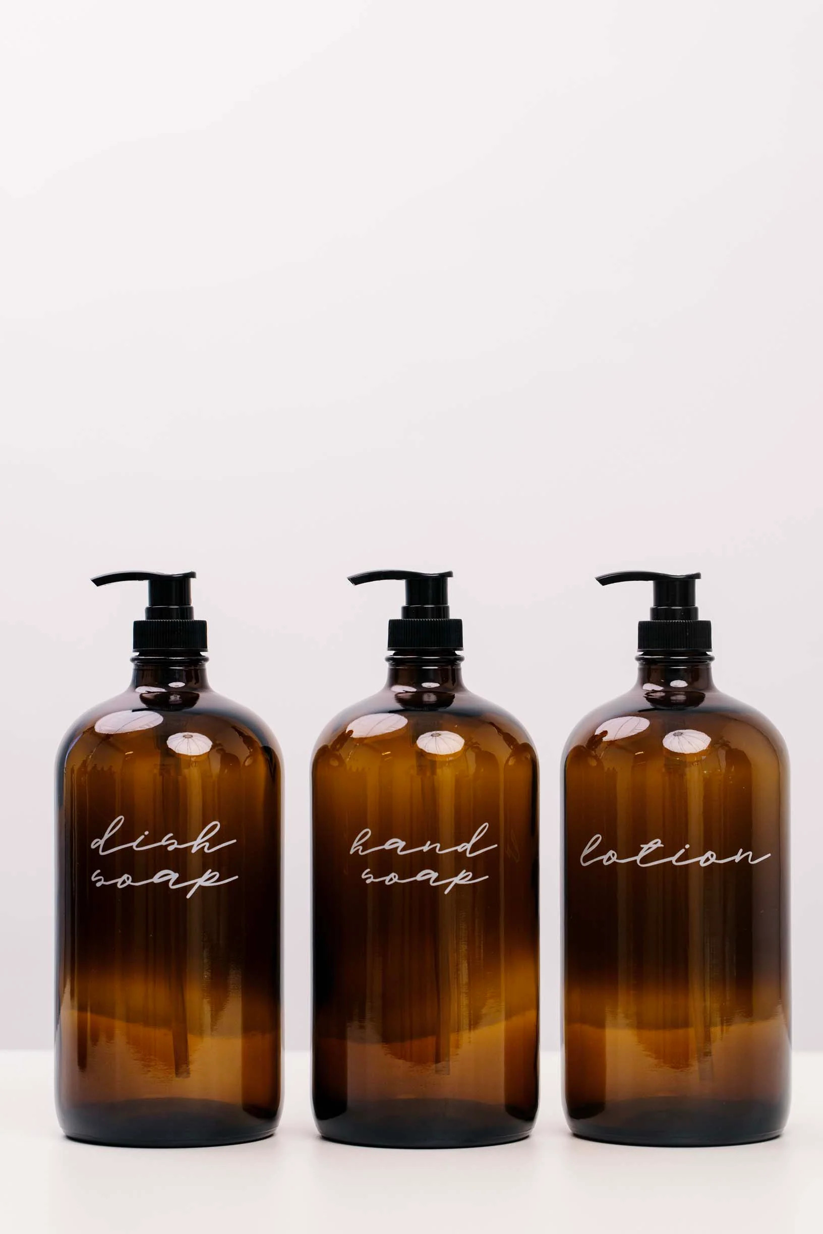 Glass Amber Liquid Pumps - Dish Soap - THELIFESTYLEDCO Shop | THELIFESTYLEDCO