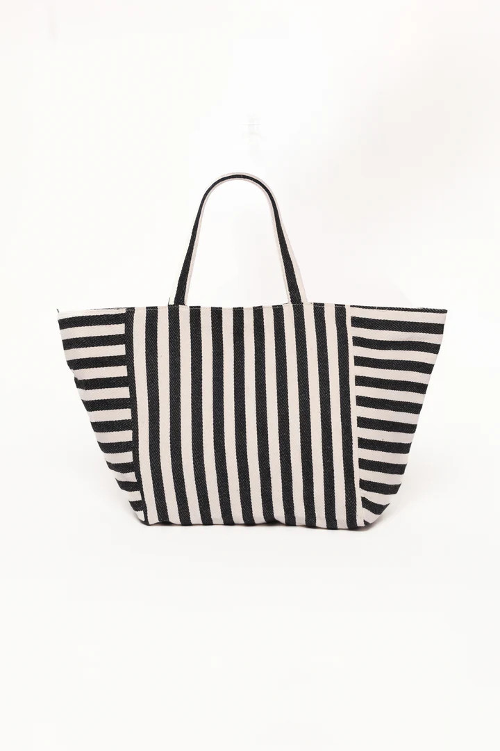 Savannah Beach Bag - Black Stripe | Petal & Pup (US)