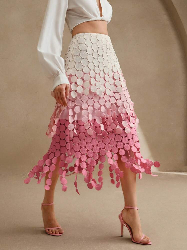 Anewsta Elegant Hollow Out Embroidery Tassel High Waist Flowy Skirt, Summer Festival Party Skirt For Women | SHEIN