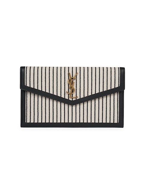 Medium Logo Striped Canvas Envelope Pouch | Saks Fifth Avenue