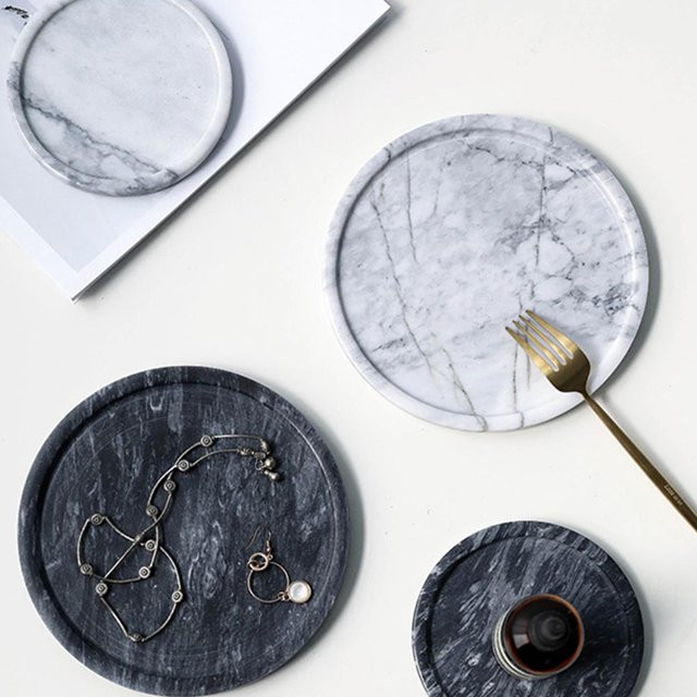 Hemoton Natural Marble Jewelry Plate Creative Dessert Plate Dish Dried Fruit Tray Snack Food Stor... | Walmart (US)