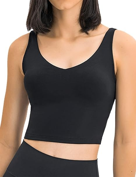 POSHDIVAH Women Sports Bra Longline Padded Tank Top Naked Feeling Workout Fitness Running Yoga To... | Amazon (US)