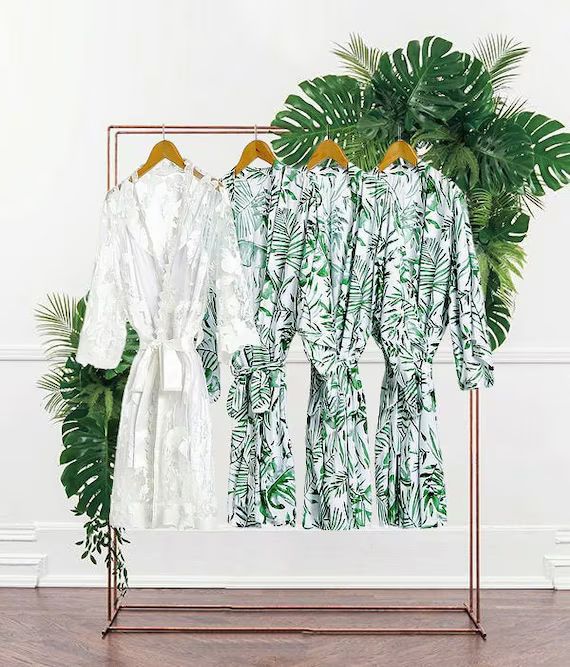 Bridesmaid Tropical Robes | Hawaii Wedding Robes | Bridal Party Robes | Tropical Palm Robes | Bri... | Etsy (US)