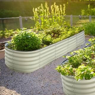 17 in. H 9-in-1 Modular Metal Raised Garden Bed Kit, Pearl White | The Home Depot