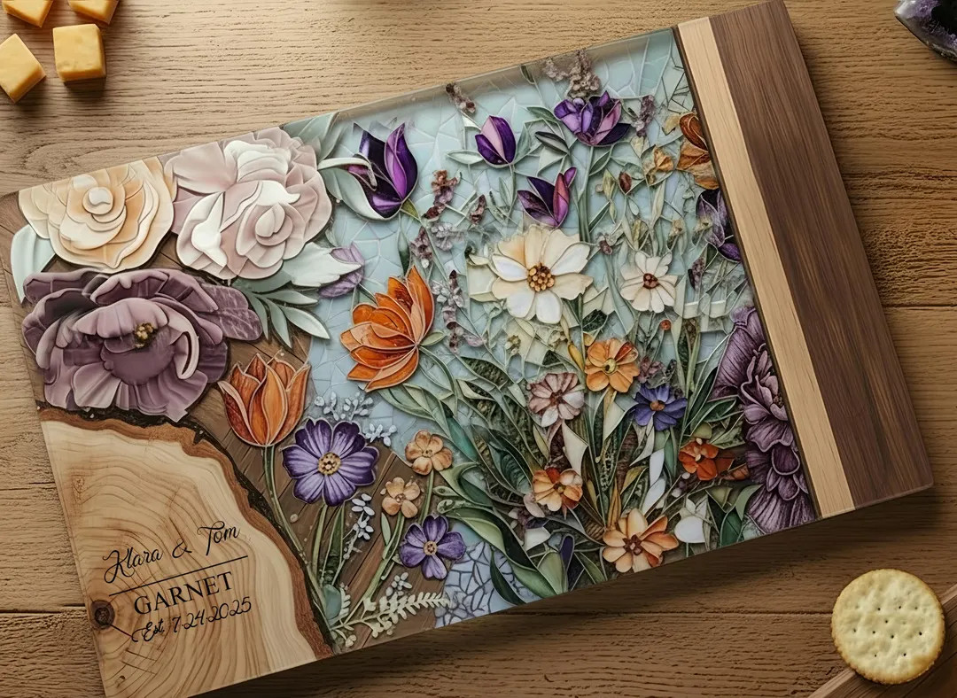 Personalized Charcuterie Board Stained Glass Wood Look Cutting Board Unique Wedding Gift Mothers ... | Etsy (US)