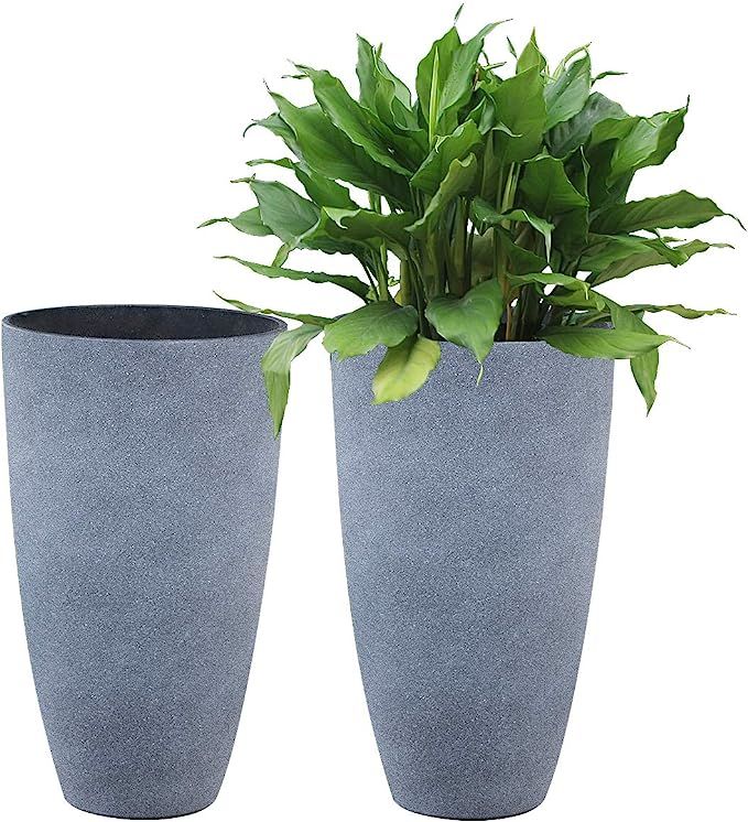LA JOLIE MUSE Tall Planters Set 2 Flower Pots, 20 Inch Each, Patio Deck Indoor Outdoor Garden Pla... | Amazon (US)