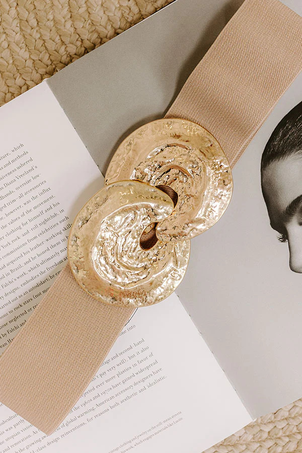 Art Deco District Stretch Belt in Iced Latte | Impressions Online Boutique