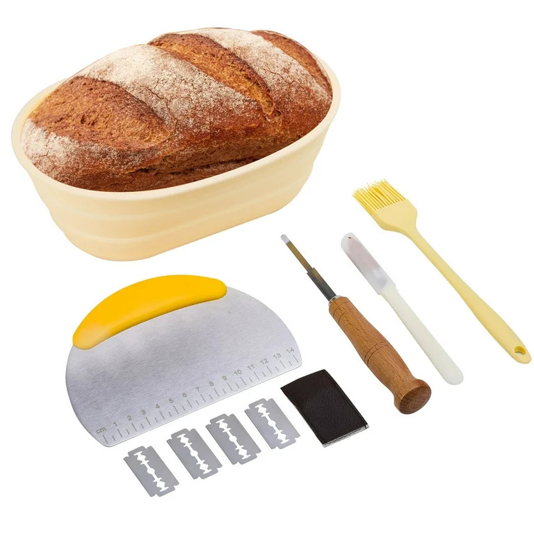 LUIISIS Sourdough Bread Proofing Basket Set, Foldable Silicone Banneton Bread Baking Supplies, Co... | Walmart (US)
