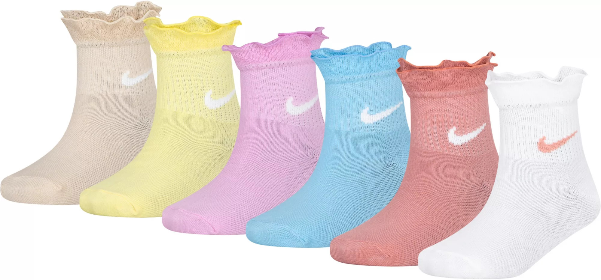 Nike Girls' Ruffle Welt Ankle Socks - 6 Pack | DICK'S Sporting Goods