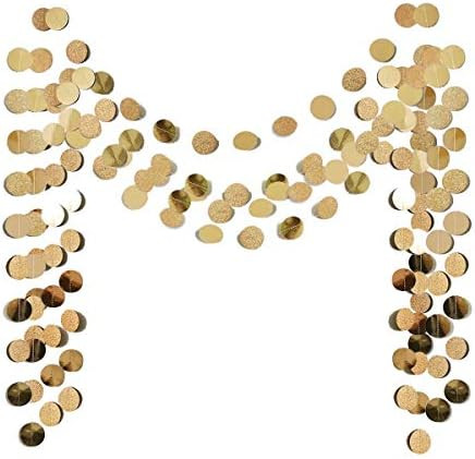 6 Pcs Glitter Champagne Gold Paper Circle Dots Garland (52 Feet) Party Hanging Bunting Birthday P... | Amazon (US)