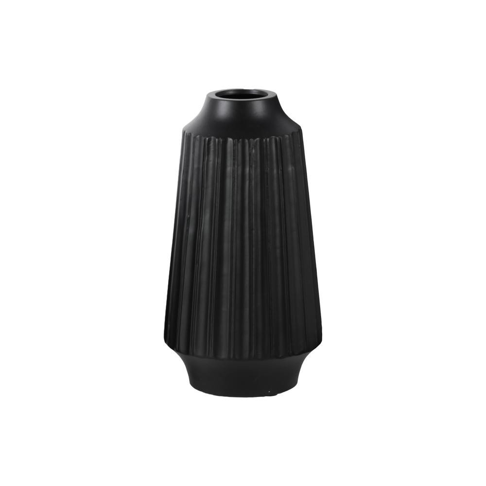 Black Ribbed Ceramic Vase | Philomena and Co.