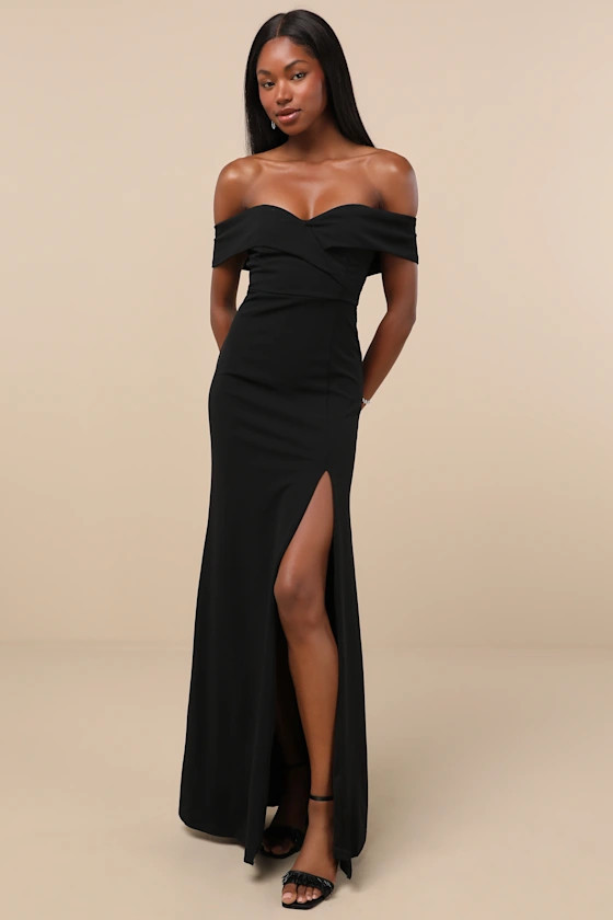 Song of Love Black Off-the-Shoulder Maxi Dress | Lulus