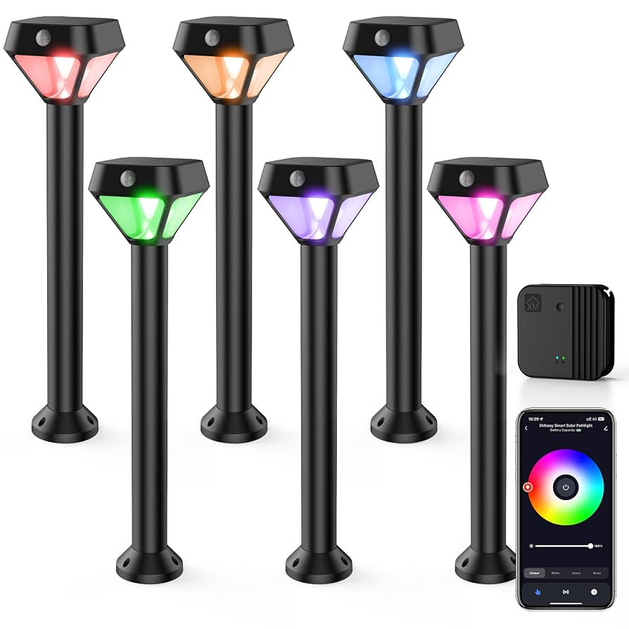 XMCOSY+ Smart Solar Lights Outdoor with Motion Sensor, 150LM APP Control RGBCW Color Changing Sol... | Amazon (US)